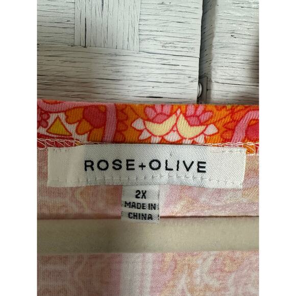 Rose & Oliver floral T-shirt sheer hem Paisley Bohemian TradMom plus size - Picture 4 of 10